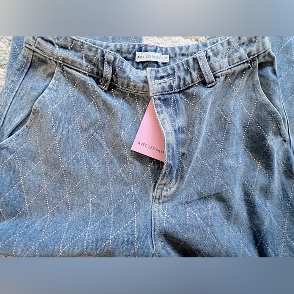 Avec Les Filles all-over diamanté embellishments jeans